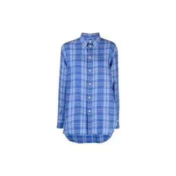 Polo Ralph Lauren SS23 клетчатая рубашка с длинным рукавом в цвет блока женские рубашки синего цвета 211892369-002 L