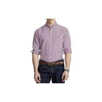 Polo Ralph Lauren Ss23 клетчатый логотип вышитый однобортный длинный рукав рубашка мужские рубашки 710802345-003 L
