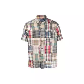 Polo Ralph Lauren SS23 клетчатый принт пэчворк рубашка с коротким рукавом мужские рубашки многоцветные 710903853-001 XL