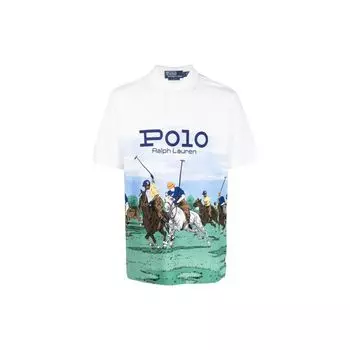 Polo Ralph Lauren Ss23 Letter Logo Polo Sport Print Короткий рукав Поло Рубашка Мужская Белая 710900950-001 M