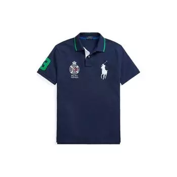 Polo Ralph Lauren Ss23 Letter Logo Вышитый свитер с коротким рукавом Рубашка поло Мужские рубашки поло Темно-синие MNPOKNI1N821202-410 XS