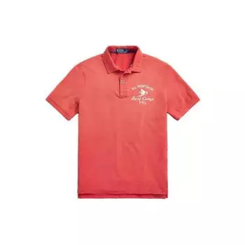 Polo Ralph Lauren SS23 Letter Print Pullover Polo Shirt Short Sleeve Polo Shirts Men Polo Shirts Red MNPOKNI1N822479 M