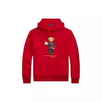 Polo Ralph Lauren SS23 Лунный Новый год Коллекция Толстовка с капюшоном с принтом мультяшного медведя Мужские толстовки с капюшоном Красный MNPOKNI16822714-600 XXL