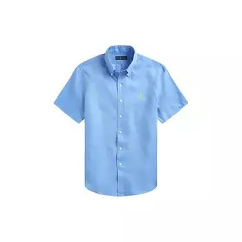 Polo Ralph Lauren Ss23 Однобортная рубашка с вышитым логотипом, мужские рубашки, светло-голубой цвет 710866964-007 L