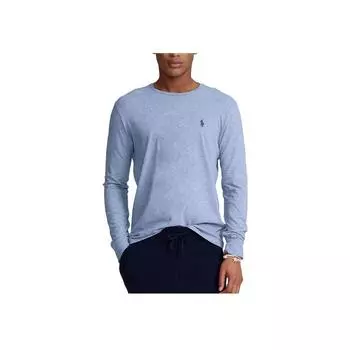 Polo Ralph Lauren SS23 Однотонная футболка с круглым вырезом и длинными рукавами Мужские топы Светло-голубой 710627433-045 S