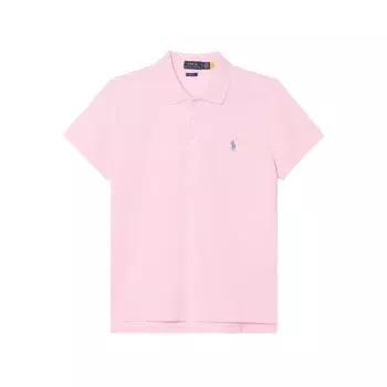 Polo Ralph Lauren SS23 однотонная однобортная рубашка поло прямого кроя с коротким рукавом, женские топы, светло-голубой 211870245-013 M