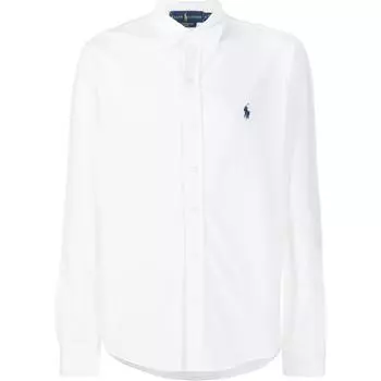 Polo Ralph Lauren SS23 Однотонная рубашка с вышитым логотипом на пуговицах и длинным рукавом Мужские рубашки Белые 710899386-001 XL