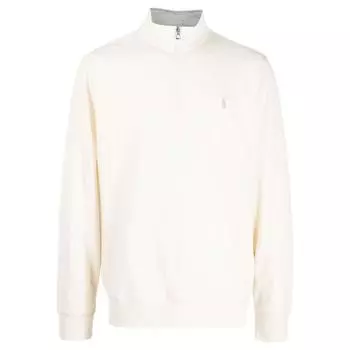 Polo Ralph Lauren SS23 однотонный свитер с воротником-стойкой и застежкой-молнией на половину длины, мужской свитер цвета слоновой кости 710812963-049 XL