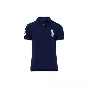 Polo Ralph Lauren SS23 Pattern Вышитый Приталенная Рубашка Поло с Коротким Рукавом Мужские Рубашки Поло Темно-Синий 710907394002 M