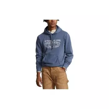 Polo Ralph Lauren Ss23 Письменный узор с капюшоном и завязками Пуловер Толстовка Мужская толстовка Синяя 710877552-007 M