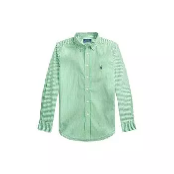 Polo Ralph Lauren SS23 Полосатый логотип Пони вышитый однобортный длинный рукав рубашка детские рубашки зеленый CWPOWOVY6820349-300 S