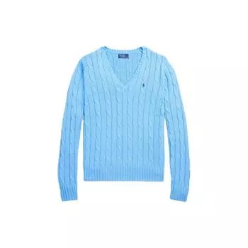 Polo Ralph Lauren SS23 Solid Logo V-образный вырез приталенный свитер женский свитер синий WMPOSWENC020665-400 S
