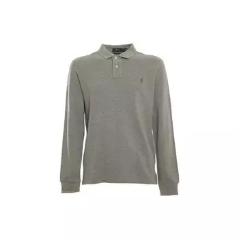 Polo Ralph Lauren SS23 Solid Logo Вышитый длинный рукав Поло Рубашка Мужская Топы Серый 710680790-077 XS