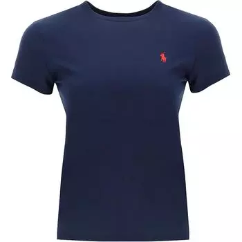 Polo Ralph Lauren Ss23 Solid Logo Вышитый круглый вырез короткий рукав футболка женские футболки синий 211898698-006 S