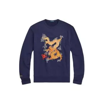 Polo Ralph Lauren Ss24 Dragon Pattern Embroidered Crew Neck Sports Sweatshirt Men Sweatshirt Deep-Cobalt-Blue MNPOKNI16823392-400 L