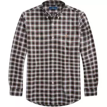Polo Ralph Lauren SS24 Клетчатая рубашка оксфорд с длинным рукавом и вышивкой пони для мужчин, рубашки, многоцветный, MNPOWOV16820988-999 XL