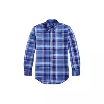 Polo Ralph Lauren Ss24 клетчатый узор с вышитым логотипом однобортная рубашка с длинным рукавом мужские рубашки синего цвета MNPOWOV16823471-400 XL