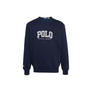 Polo Ralph Lauren SS24 Letter Logo Pattern Crew Neck Loose Fit Long Sleeve Hoody Shirt Men Hoody Navy-Blue 710934715-002 L
