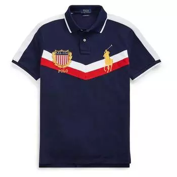 Polo Ralph Lauren SS24 Letter Logo Pattern Slim Fit Short Sleeve Polo Shirt Men tops Blue 710746108-001 XS