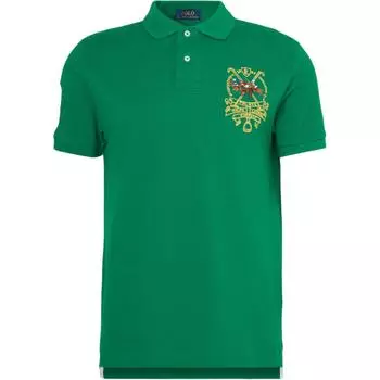 Polo Ralph Lauren SS24 Letter Print Straight Casual Short Sleeve Polo Shirt Men Polo Shirts Green 710939928-002 L