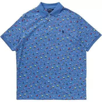 Polo Ralph Lauren SS24 Логотип Вышитый Парусник Повседневный Принт Рубашка Поло с Коротким Рукавом Мужские Рубашки Поло Синий 710934561-001 L