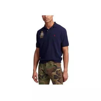 Polo Ralph Lauren SS24 Логотип Вышитый Узор Короткий Рукав Поло Рубашка Мужская Топы Синий 710750912-001 S