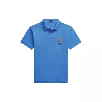Polo Ralph Lauren SS24 Медвежий узор с вышивкой с коротким рукавом, мужские топы васильково-синего цвета 710853312-025 XS