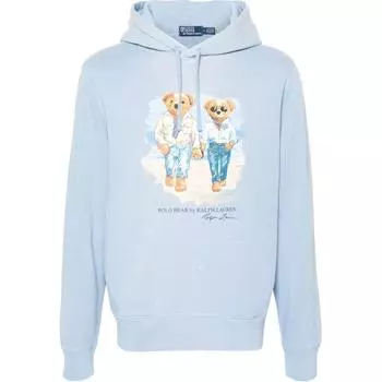 Polo Ralph Lauren SS24 мультяшный принт с буквами повседневная толстовка с длинным рукавом мужская толстовка светло-голубая 710934700-001 L