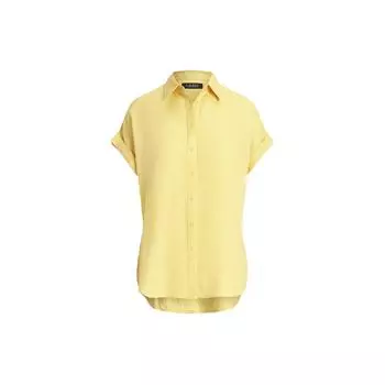 Polo Ralph Lauren SS24 однотонная однобортная рубашка с острым воротником, свободная повседневная рубашка с коротким рукавом, женские рубашки WMLRSHTSN820106-700 XS