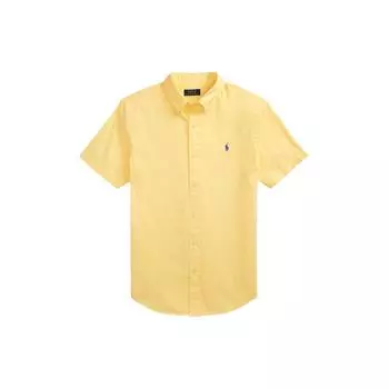 Polo Ralph Lauren Ss24 Однотонная однобортная рубашка с коротким рукавом и вышитым логотипом Мужские рубашки Желтые MNPOWOV1N820758-700 S