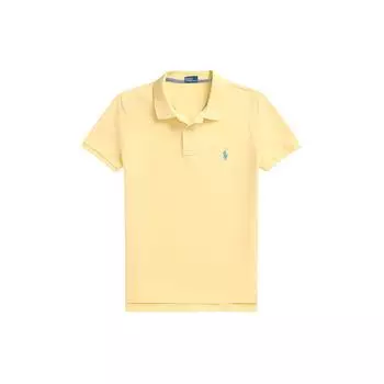 Polo Ralph Lauren SS24 однотонная рубашка-поло с вышитым маленьким пони, прямая, повседневная, с коротким рукавом, женские топы, желтый WMPOKNINB920164-700 M