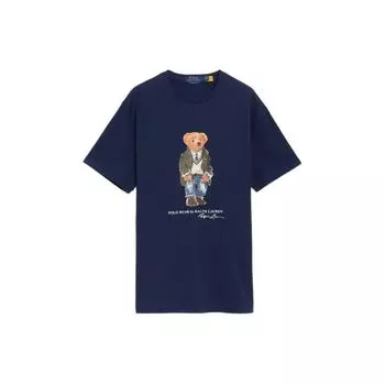Polo Ralph Lauren SS24 Pattern Printed Loose Fit Crew Neck Short Sleeve T Shirt Men Tops Navy-Blue 710854497-034 L