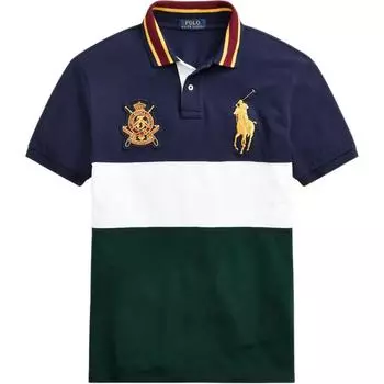 Polo Ralph Lauren SS24 Поло с коротким рукавом с логотипом Color Block Big Pony Мужские топы Темно-синий 710814766-001 XS