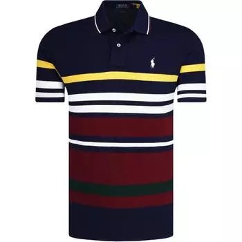 Polo Ralph Lauren SS24 Поло в полоску с вышивкой логотипа маленькой лошади Мужские поло Темно-синий 710812959-001 XS