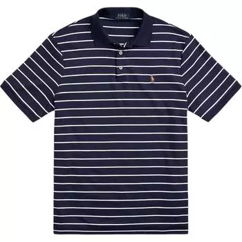 Polo Ralph Lauren SS24 Полосатая рубашка поло с коротким рукавом и вышивкой в виде маленького пони Мужские топы Темно-синего цвета MNPOKNI1N822113-410 M