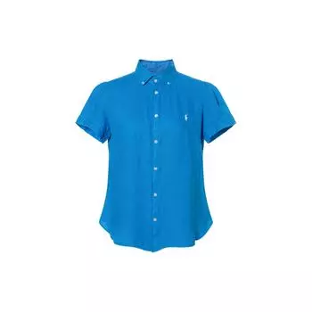 Polo Ralph Lauren SS24 Рубашка однобортная с вышивкой пони, с коротким рукавом, женская, синяя 211874919-007 S