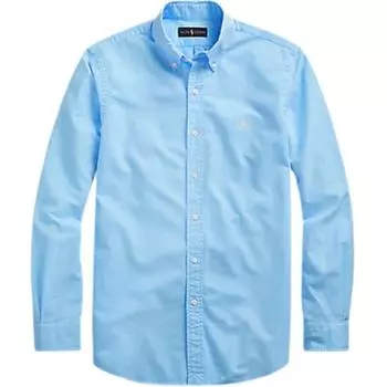 Polo Ralph Lauren Ss24 Рубашка Оксфорд с длинным рукавом и вышивкой логотипа Pony Мужские рубашки Светло-голубой 710776635-002 M
