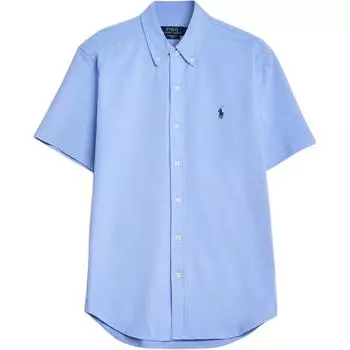 Polo Ralph Lauren Ss24 Рубашка с коротким рукавом и вышивкой логотипа Pony Мужские рубашки Harbor-Island-Blue 710793044-003 S