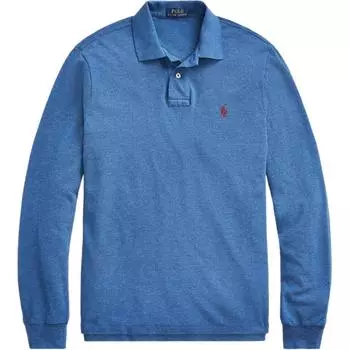 Polo Ralph Lauren SS24 Вышитая рубашка поло с длинным рукавом с логотипом маленькой пони Мужские рубашки поло Синий 710680790-048 XS