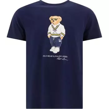 Polo Ralph Lauren SS25 Футболка с коротким рукавом и круглым вырезом с буквенным медведем Мужские футболки Синий 710973137-003 M