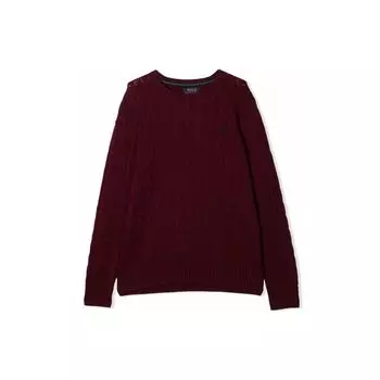 Polo Ralph Lauren свитер детский SS23 однотонный вязаный круглый вырез бордовый детский свитер 323702674-021 L
