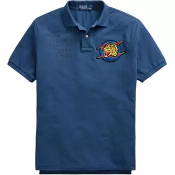 Polo Ralph Lauren Tiger Embroidered Pullover Polo Shirt Short Sleeve Polo Shirts Navy-Blue 710798087-001 XS
