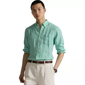 Polo Ralph Lauren Весенне-зеленая полосатая легкая удобная рубашка с длинным рукавом мужская рубашка MNPOWOV16824378 M