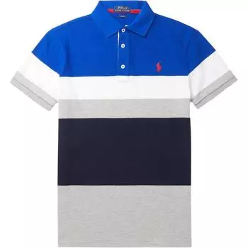 Polo Ralph Lauren Вышитое лого Small Pony Цветной блок Футболка поло с коротким рукавом Мужские футболки поло Синий Серый 710780947-002 XS