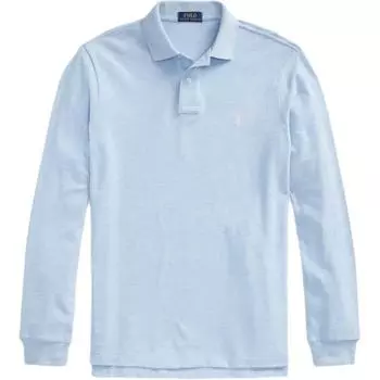 Polo Ralph Lauren Вышитый логотип пони Рубашка поло с длинным рукавом Мужские топы Светло-голубой MNPOKNI16821831-400 XS