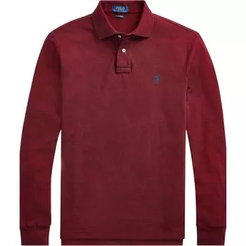 Polo Ralph Lauren Вышитый логотип пони Рубашка поло с длинным рукавом Мужские топы Бордовый 710680790-023 XL
