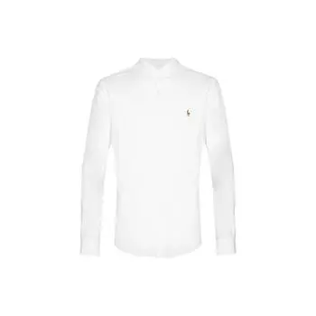 Polo Ralph Lauren вышитый красочный логотип Slim Fit хлопковая рубашка с длинным рукавом мужские рубашки белые 710549084006BSRWHITE S