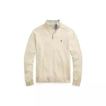 Polo Ralph Lauren вышитый логотип узор свитер с застежкой-молнией на половину длины стойка воротник толстовка мужская толстовка бежевый 710812963-017 XL