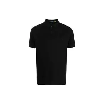 Polo Ralph Lauren вышитый маленький логотип на молнии воротник короткий рукав поло мужские топы черный 710842622-001 XS