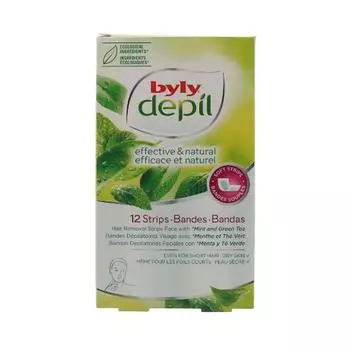 Полоски для депиляции Byly Depil для лица с мятой и зеленым чаем, 12 шт.